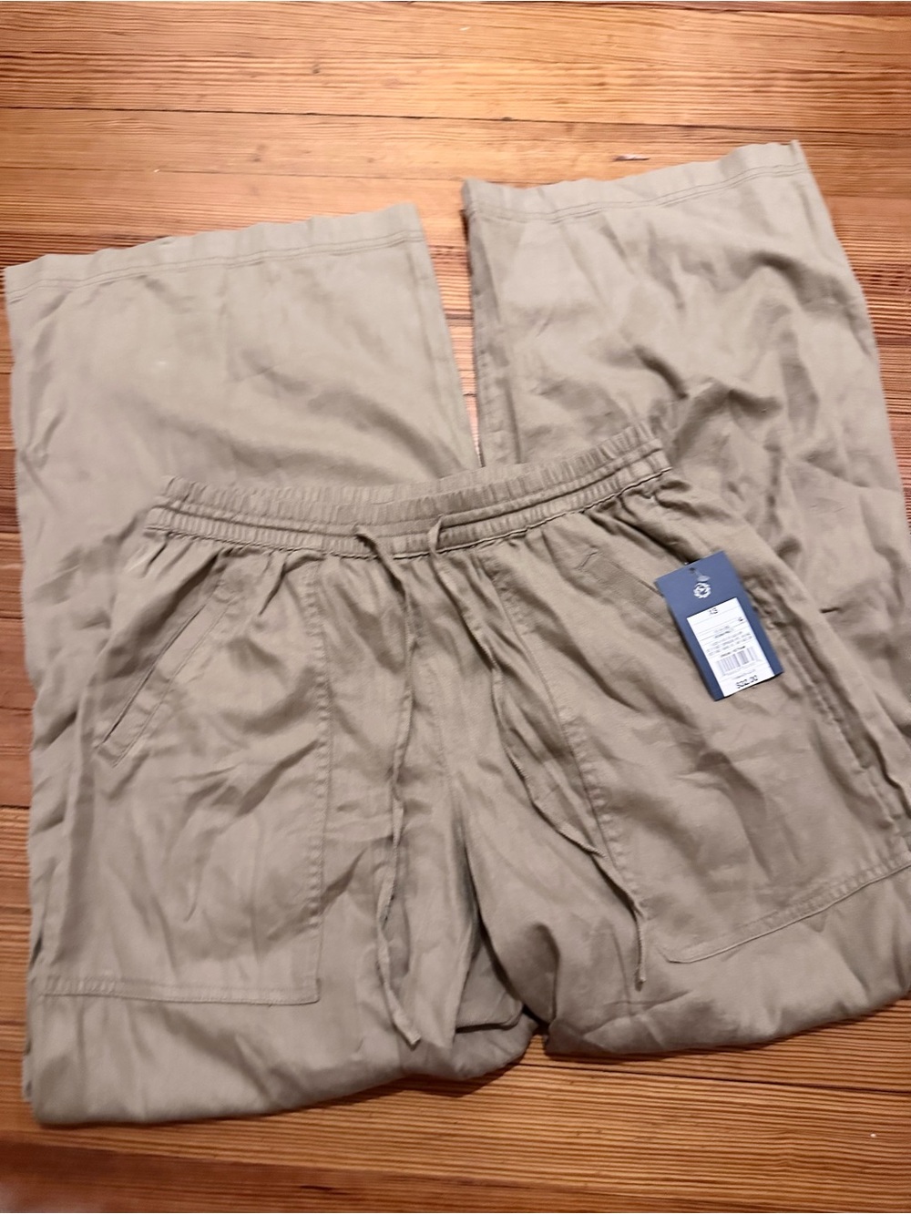 NWT XS wide leg Drawstring Pants in Khaki